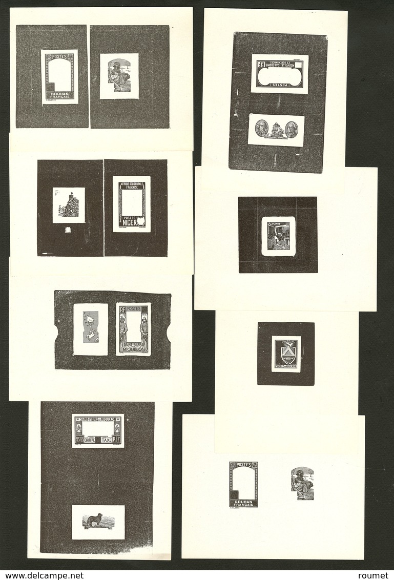 (*) Epreuves En Noir. 1928-1939, Sans La Valeur, Colonies Diverses, Majorité 140x110mm. - TB - Collections