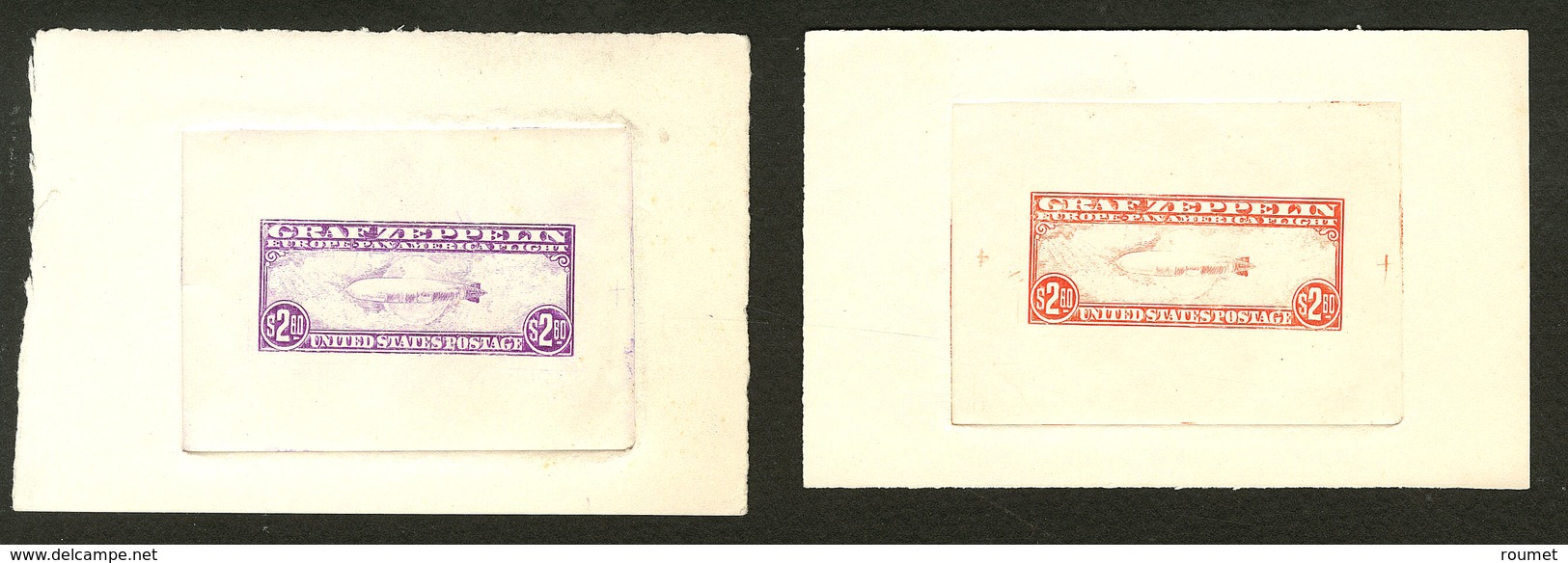 (*) ETATS-UNIS. Poste Aérienne. Epreuve Type Zeppelin (N°13), Fond Zeppelin Inversé, 2,60$ Orange(18) Et Violet(8). - TB - Autres & Non Classés