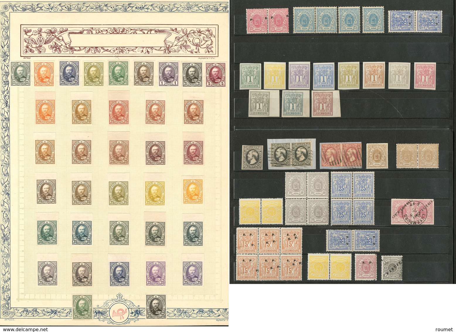 (*) LUXEMBOURG. Lot. 1852-1915 (Poste), Essais, ND, Specimen, Etc., Qqs Blocs De Quatre Et 6 Ex Obl. - TB, B Ou Pd - Autres & Non Classés