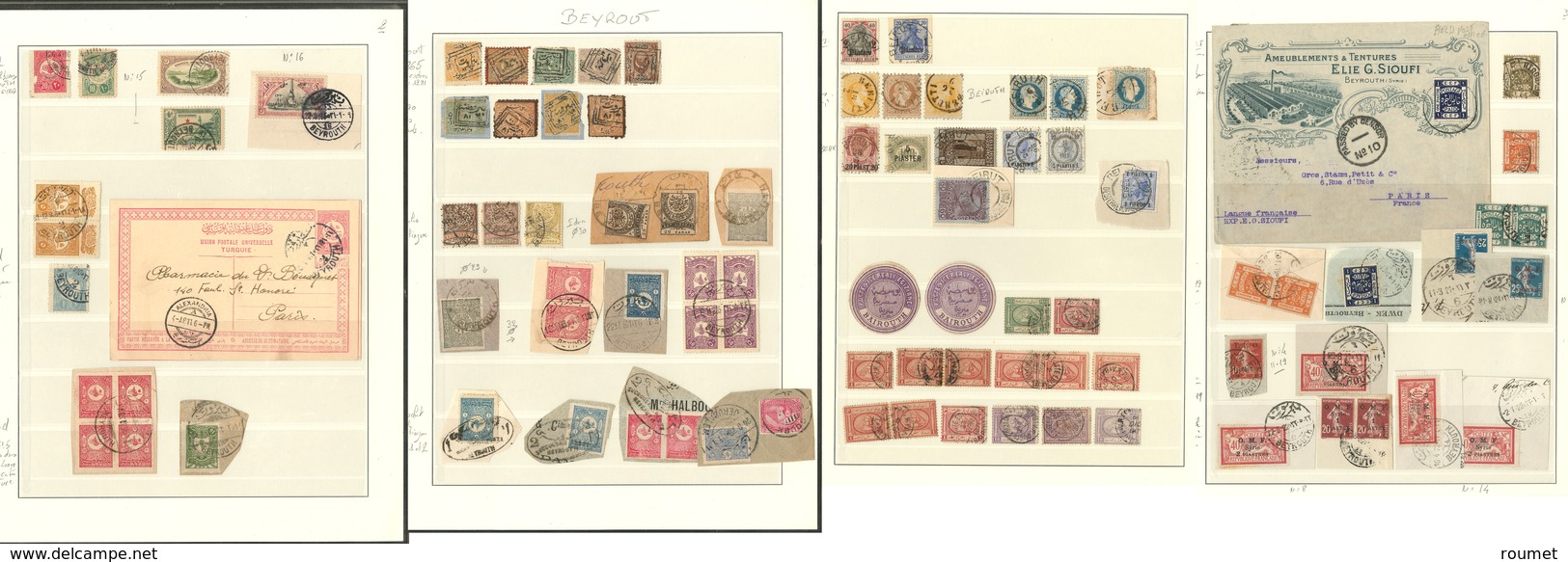 Levant Et Proche Orient. 1865-1930, Plusieurs Dizaines De Détachés, Fragments Et Nombreux Plis. Valeurs Et Obl Diverses  - Collections (en Albums)