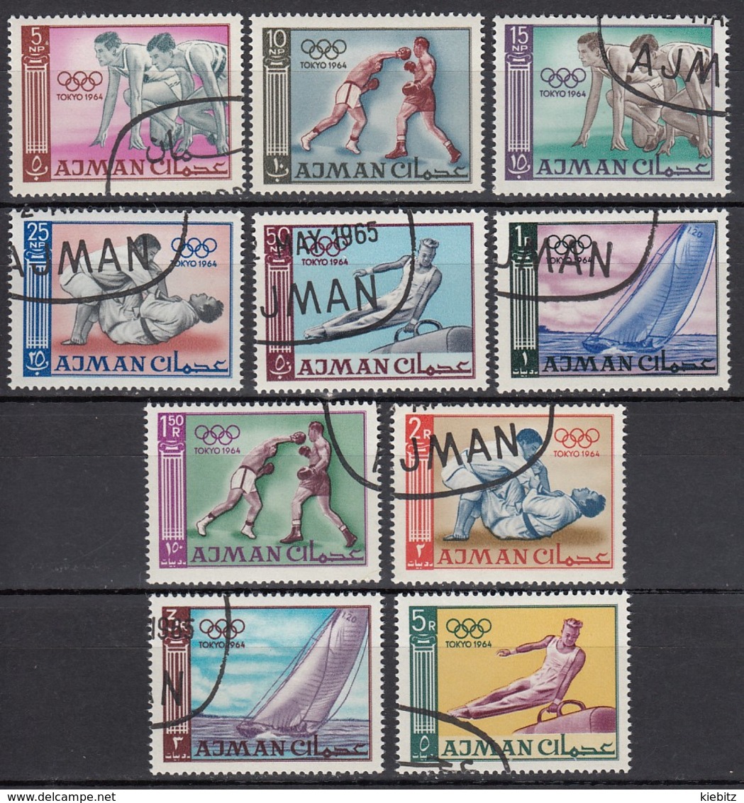 1964 TOKYO - Ajman  MiNr: 31-40 Komplett Used - Sommer 1964: Tokio