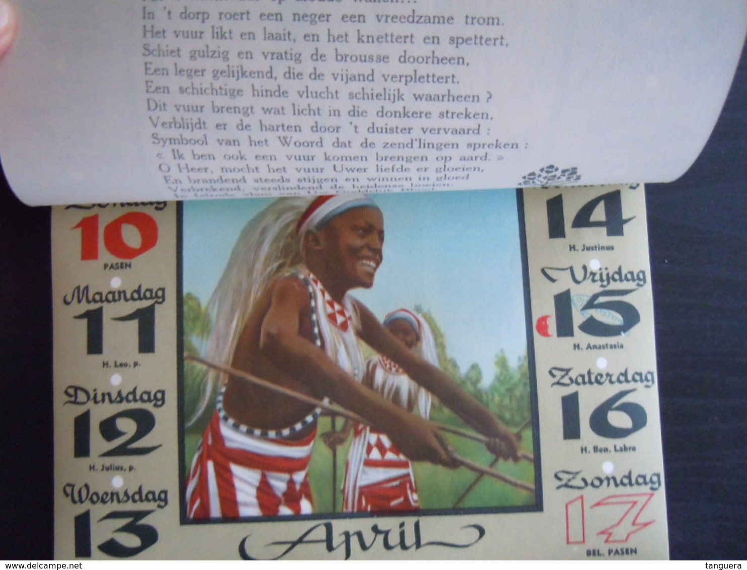 Belgie 1955 Wandkalender Nieuw Afrika Witte paters, per week, mooie foto's form. 19,5 x 19,5 cm