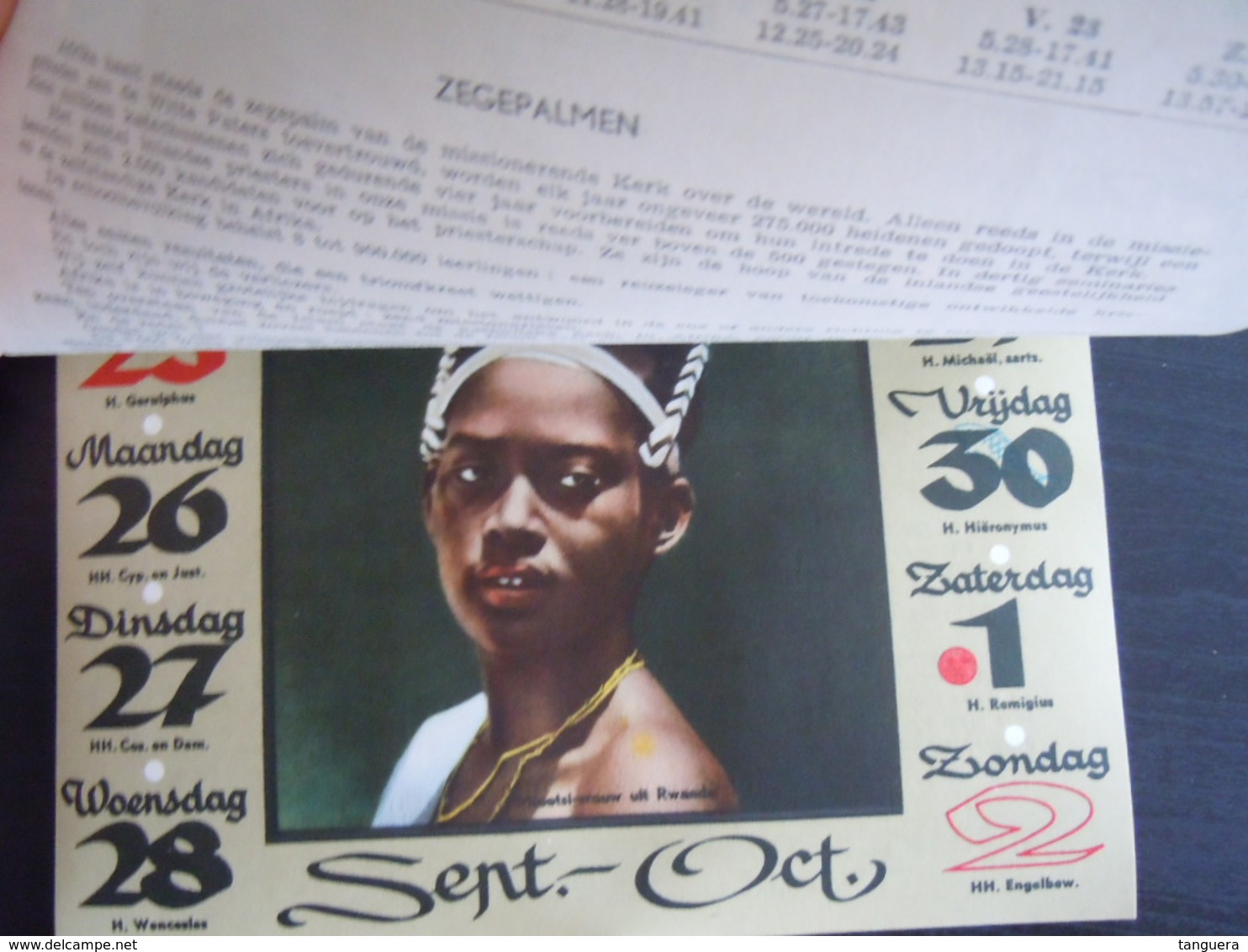 Belgie 1955 Wandkalender Nieuw Afrika Witte paters, per week, mooie foto's form. 19,5 x 19,5 cm