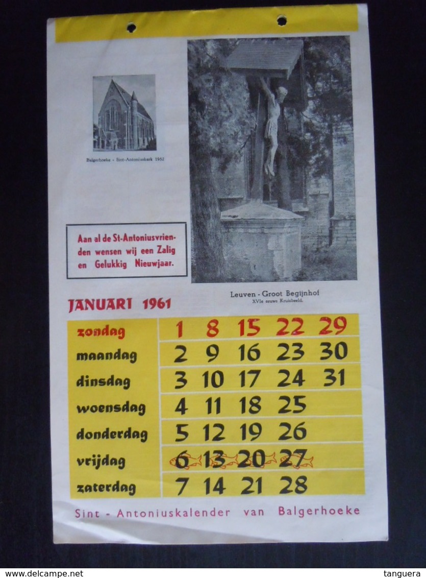 Belgie 1961 Sint-Antonius-kalender Van Balgerhoeke Form. 17,3 X 27,8 Cm - Grand Format : 1961-70