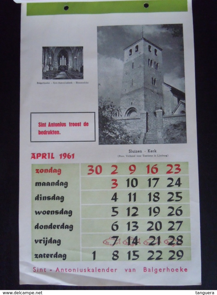 Belgie 1961 Sint-Antonius-kalender Van Balgerhoeke Form. 17,3 X 27,8 Cm - Grand Format : 1961-70