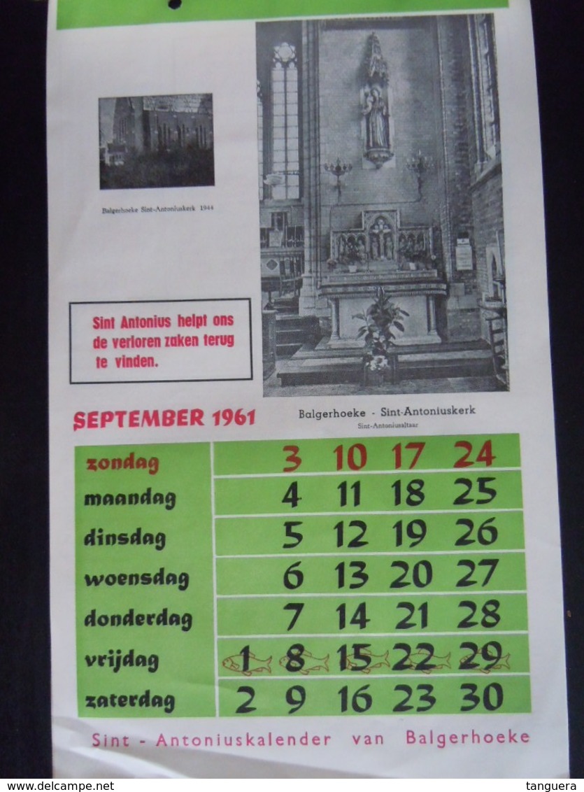 Belgie 1961 Sint-Antonius-kalender Van Balgerhoeke Form. 17,3 X 27,8 Cm - Grand Format : 1961-70