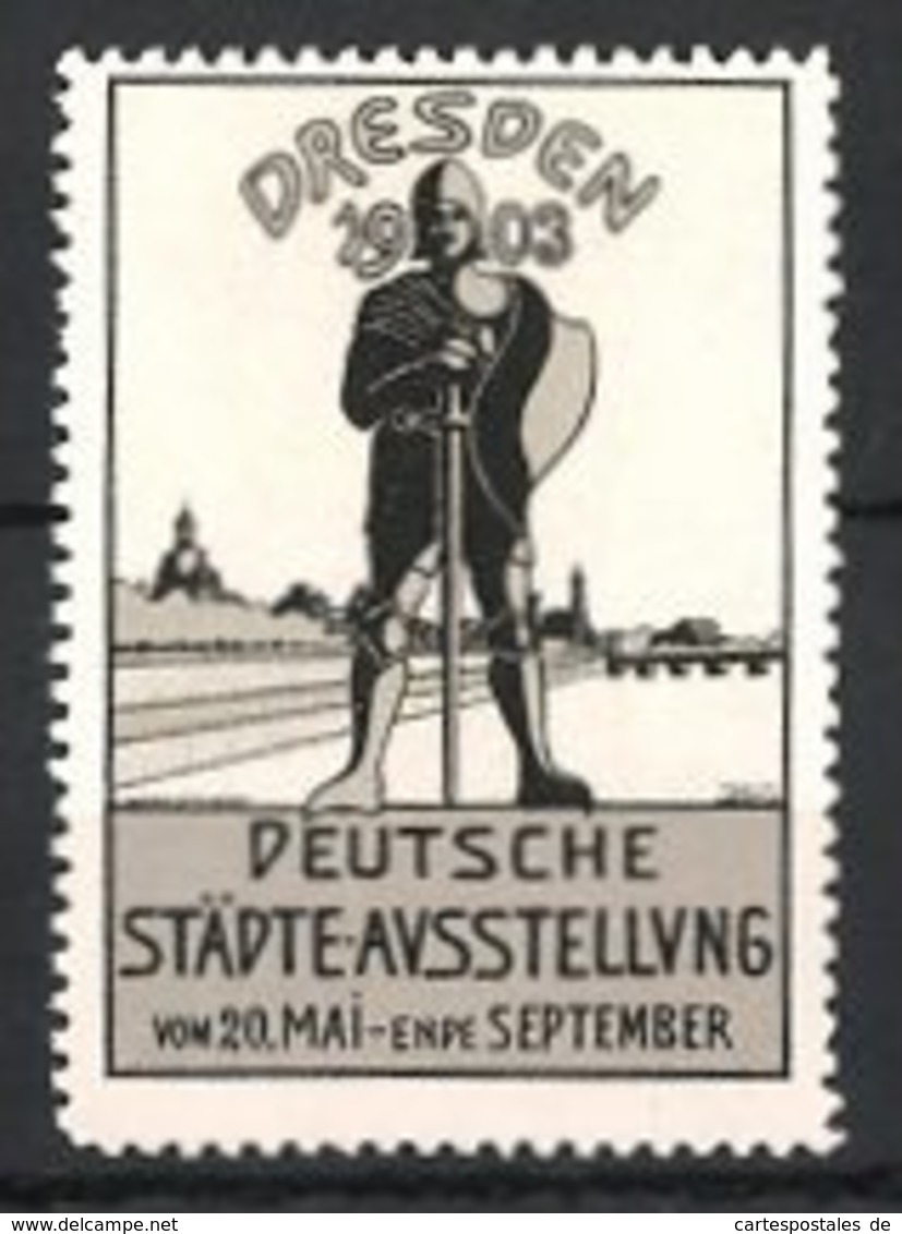 Reklamemarke Dresden, Deutsche Städte Ausstellung 1903, Ritter Am Stadtrand - Vignetten (Erinnophilie)