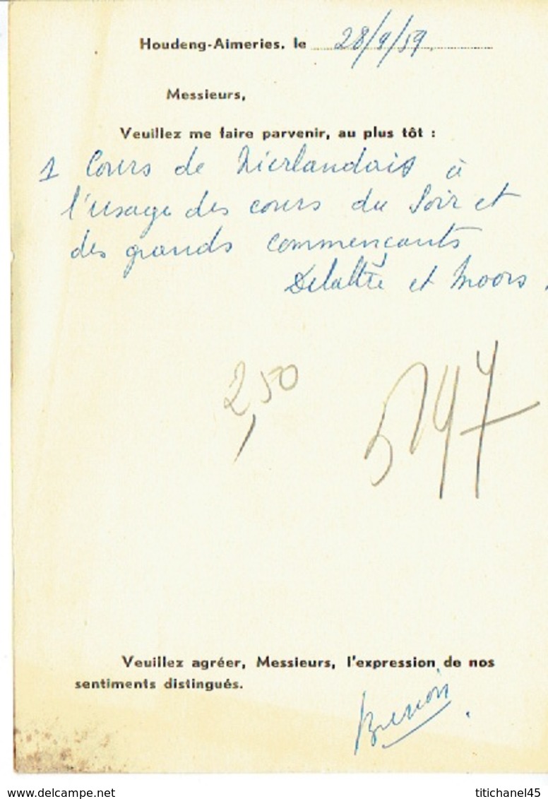 CP Publicitaire HODENG-AIMERIES 1959 - R. BURION-DUSEPULCHRE - Librairie - Papeterie - Boussu