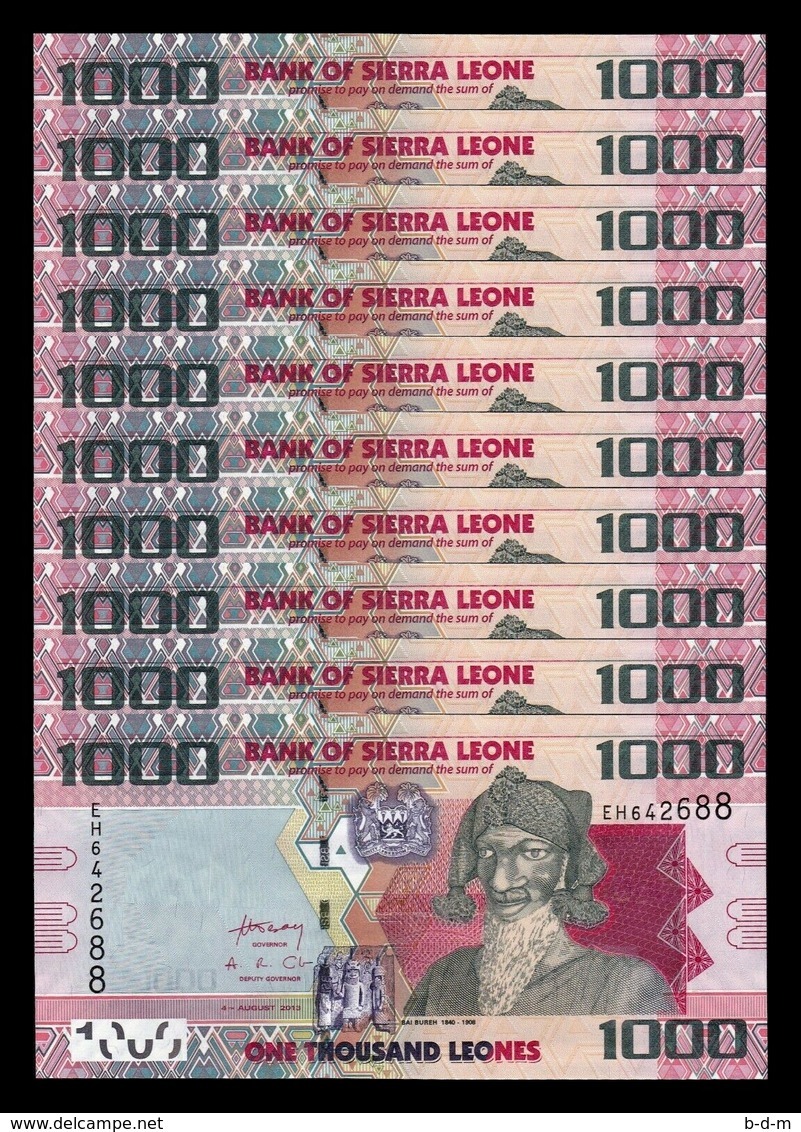 Sierra Leona Leone Lot Bundle 10 Banknotes 1000 Leones 2013 Pick 30b SC UNC - Sierra Leone