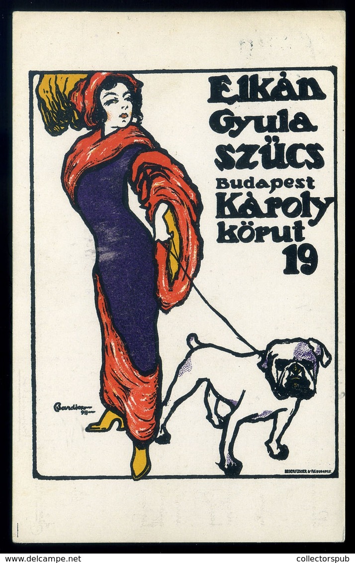 BUDAPEST 1911. Elkán Gyula Szűcsmester, Ritka Reklám Képeslap Sign : Bardócz Árpád  /  BUDAPEST 1911 Gyula Elkán Master - Hongrie