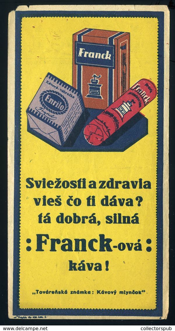 SZÁMOLÓ CÉDULA 1910-20. Cca. Régi Reklám Grafika , Frank , Szlovák - Non Classés