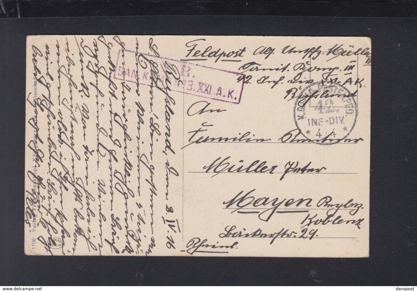 Russia Belarus PPC Lyntupy 1916 German Field Post - Russia