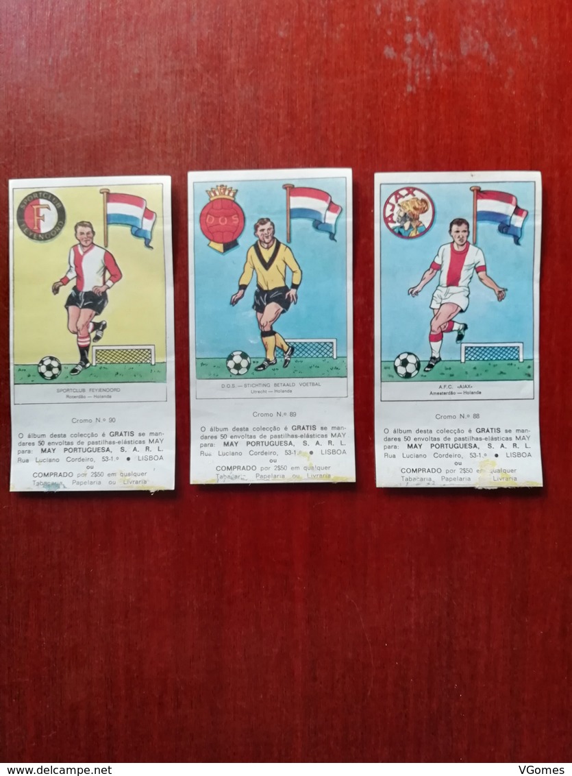 AJAX - Sticker From Football/Soccer Teams Of Holand -3 Stickers From Chewing Gum/​​​​​​​Chicles May - 1960 - Otros & Sin Clasificación