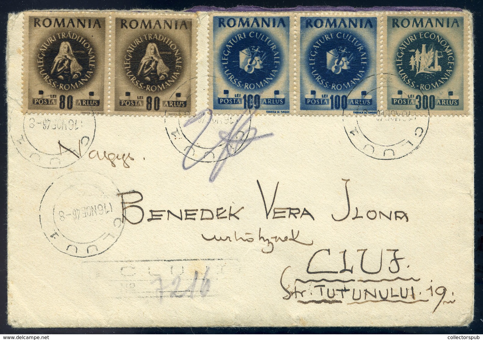 ROMÁNIA 1946. KOLOZSVÁR Helyi Ajánlott Levél, Ritka Inflációs Bérmentesítéssel  /  ROMANIA 1946 KOLOZSVÁR Local Reg. Let - Autres & Non Classés