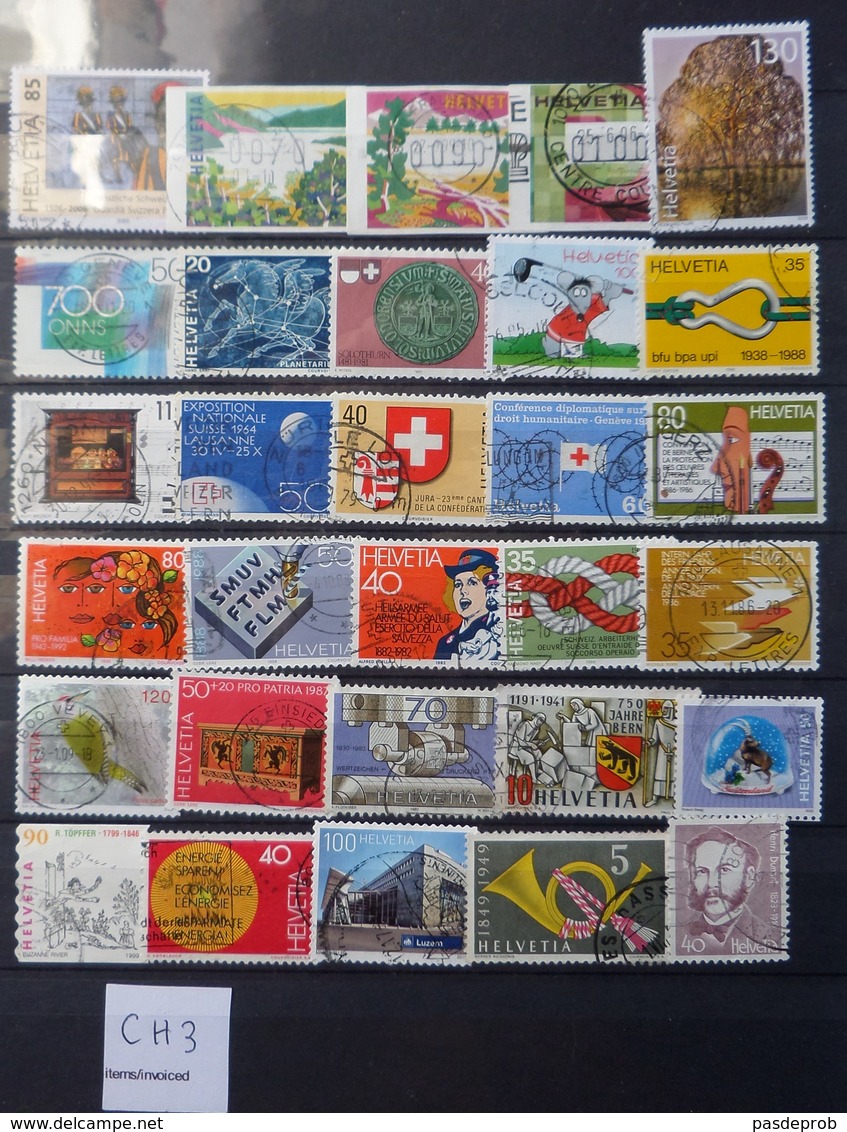 SUISSE "Ch 3"  Petit Lot De TP Oblitérés (tous Les Timbres Des Lots CH 1 à CH 6 Sont Différents) - Vrac (max 999 Timbres)