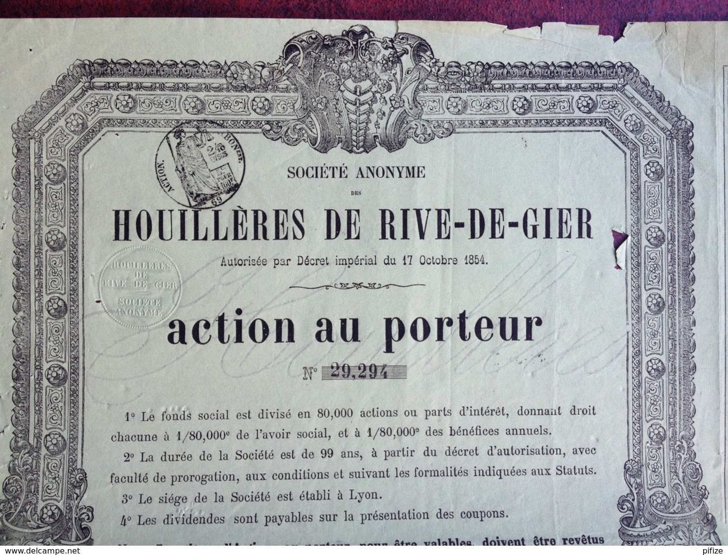 Société Anonyme Des Houillères De Rive-de-Gier . 2 Actions 1877 Et 1904 . Charbon . Mines . - Mines