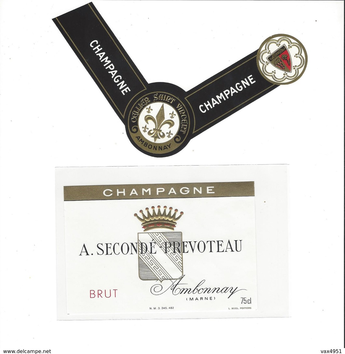 ETIQUETTE CHAMPAGNE  A SECONDE PREVOTEAU A AMBONNAY ***   RARE A SAISIR ****** - Champagne