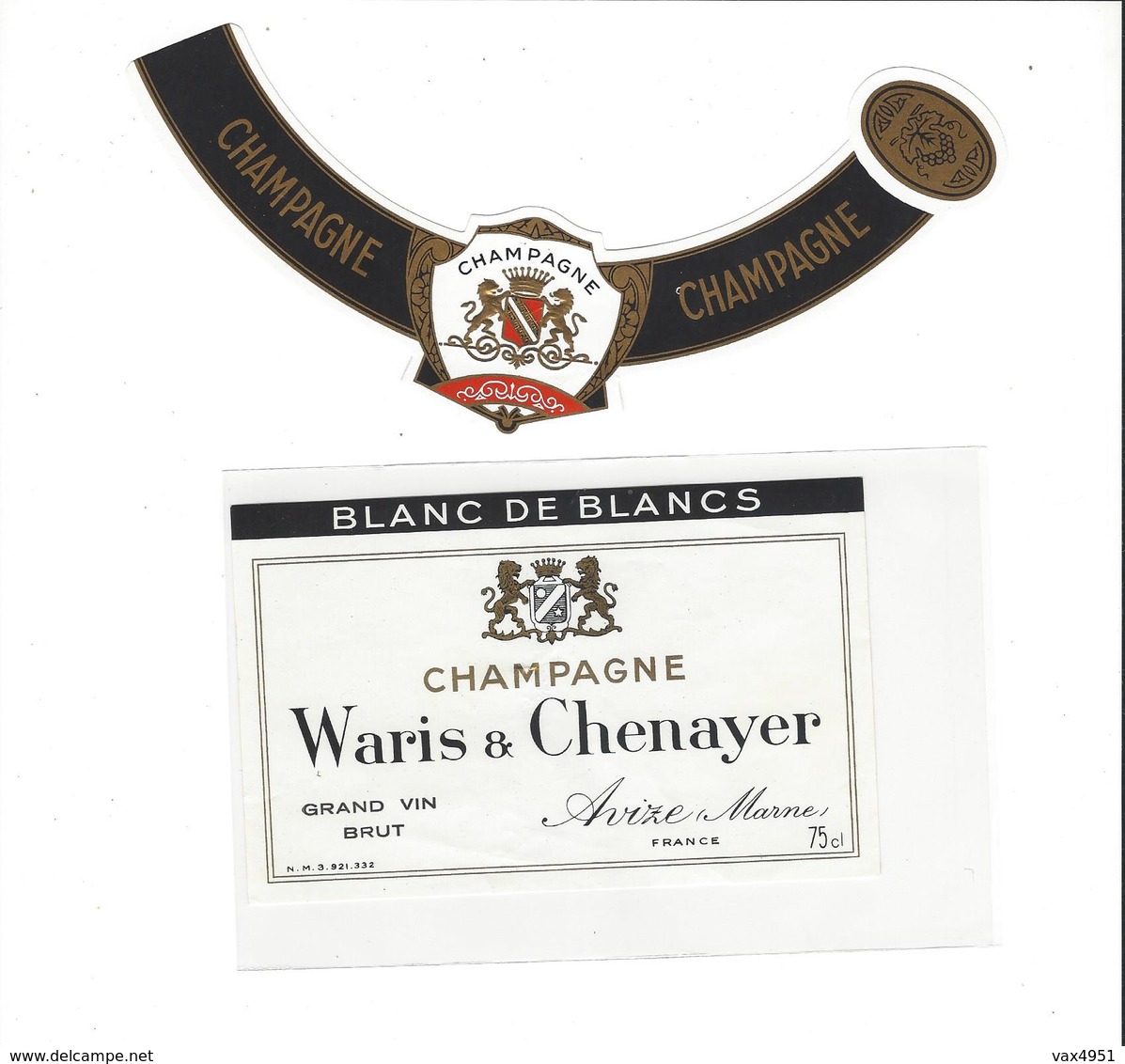 ETIQUETTE   CHAMPAGNE WARIS  ET CHENAYER A  AVIZE  ***   RARE A SAISIR ****** - Champagne