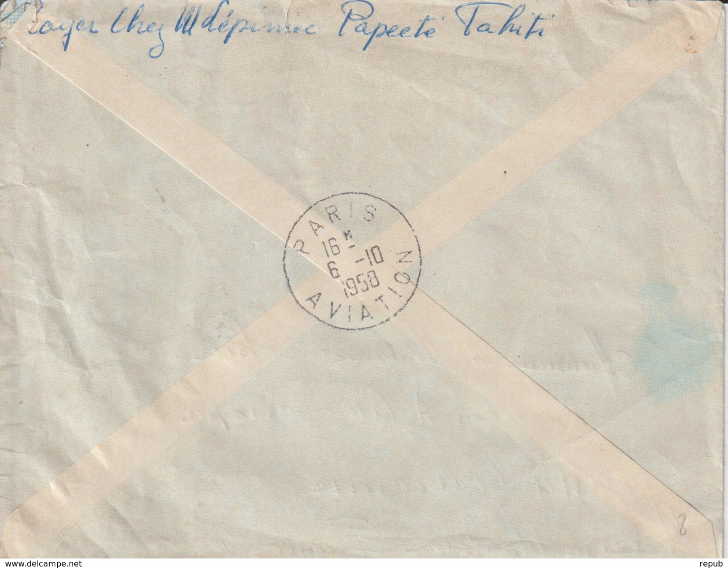 Polynésie 1er Service Aérien Tahiti Paris - Lettres & Documents