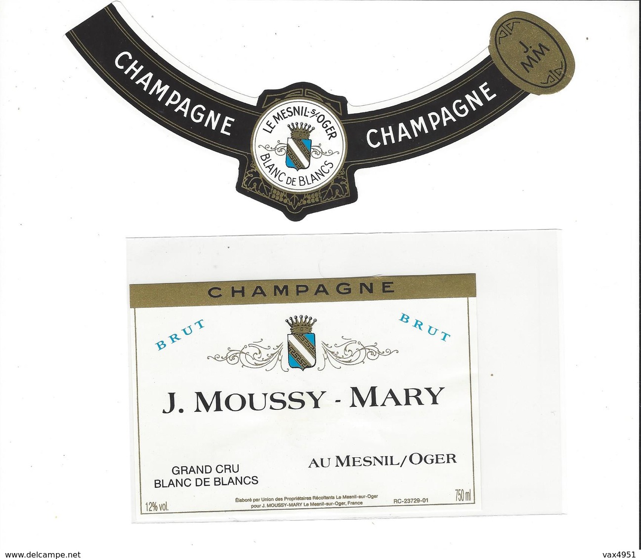 ETIQUETTE   CHAMPAGNE  J MOUSSY MARY AU MESNIL / OGER ***   RARE A SAISIR ****** - Champagne