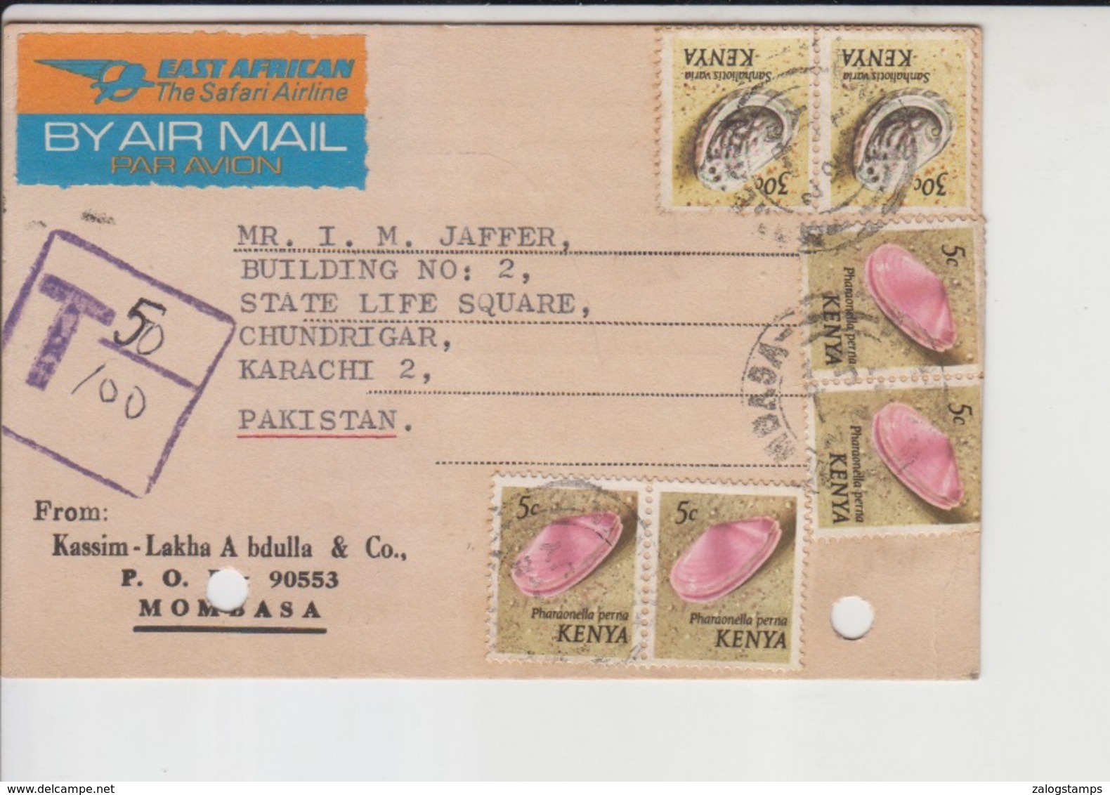 Kenya Postcard, Airmail Label, Sea Shell   (A-3003) - Kenya (1963-...)