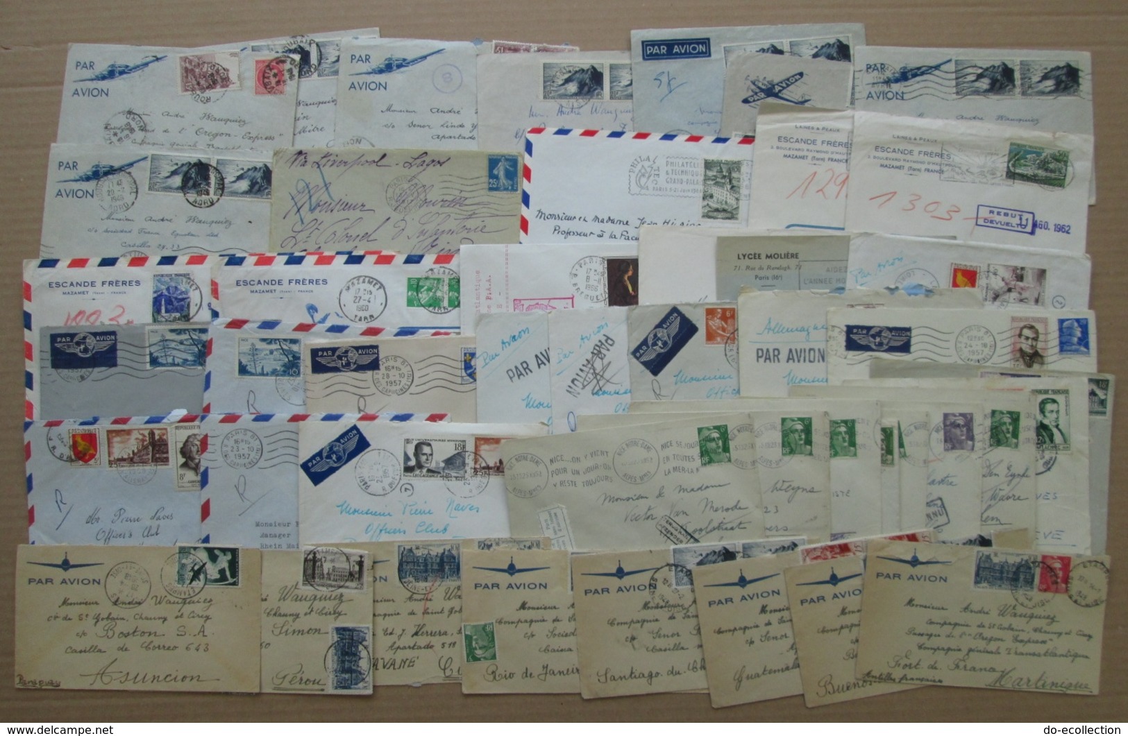 FRANCE Lot 46 Lettres 1917-1967 Vers Niger Brésil Cuba Martinique Pérou Chili Guatemala Argentine Mexique Belgique Etc - Autres & Non Classés