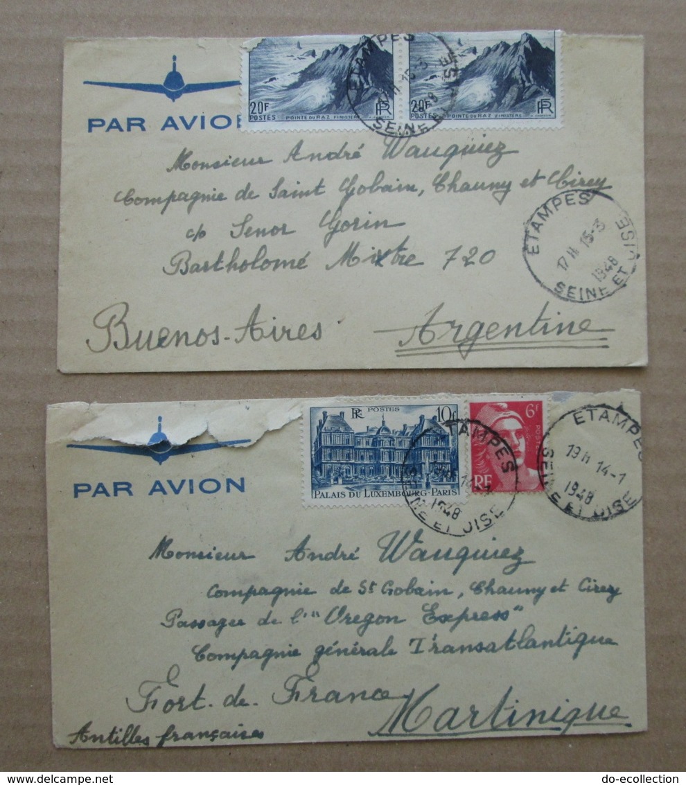 FRANCE lot 46 lettres 1917-1967 vers Niger Brésil Cuba Martinique Pérou Chili Guatemala Argentine Mexique Belgique etc