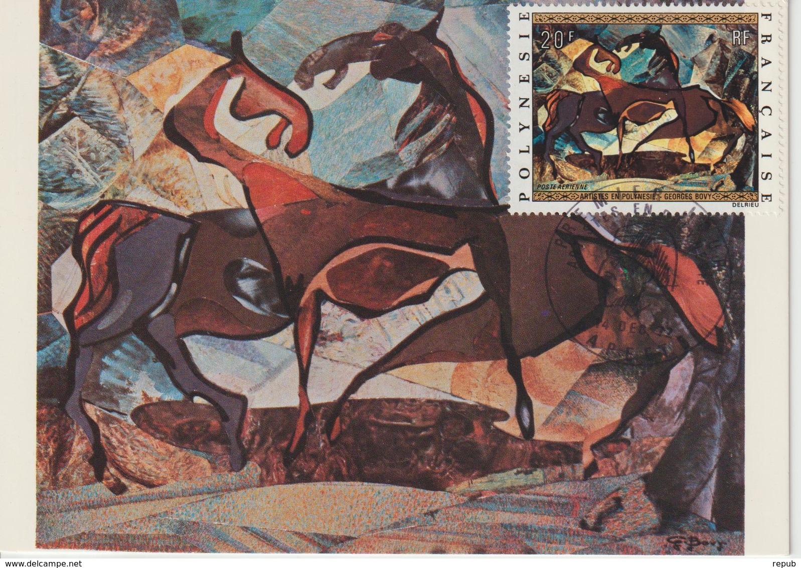 Polynésie Carte Maximum 1972 Peinture PA 65 à 69 - Cartes-maximum