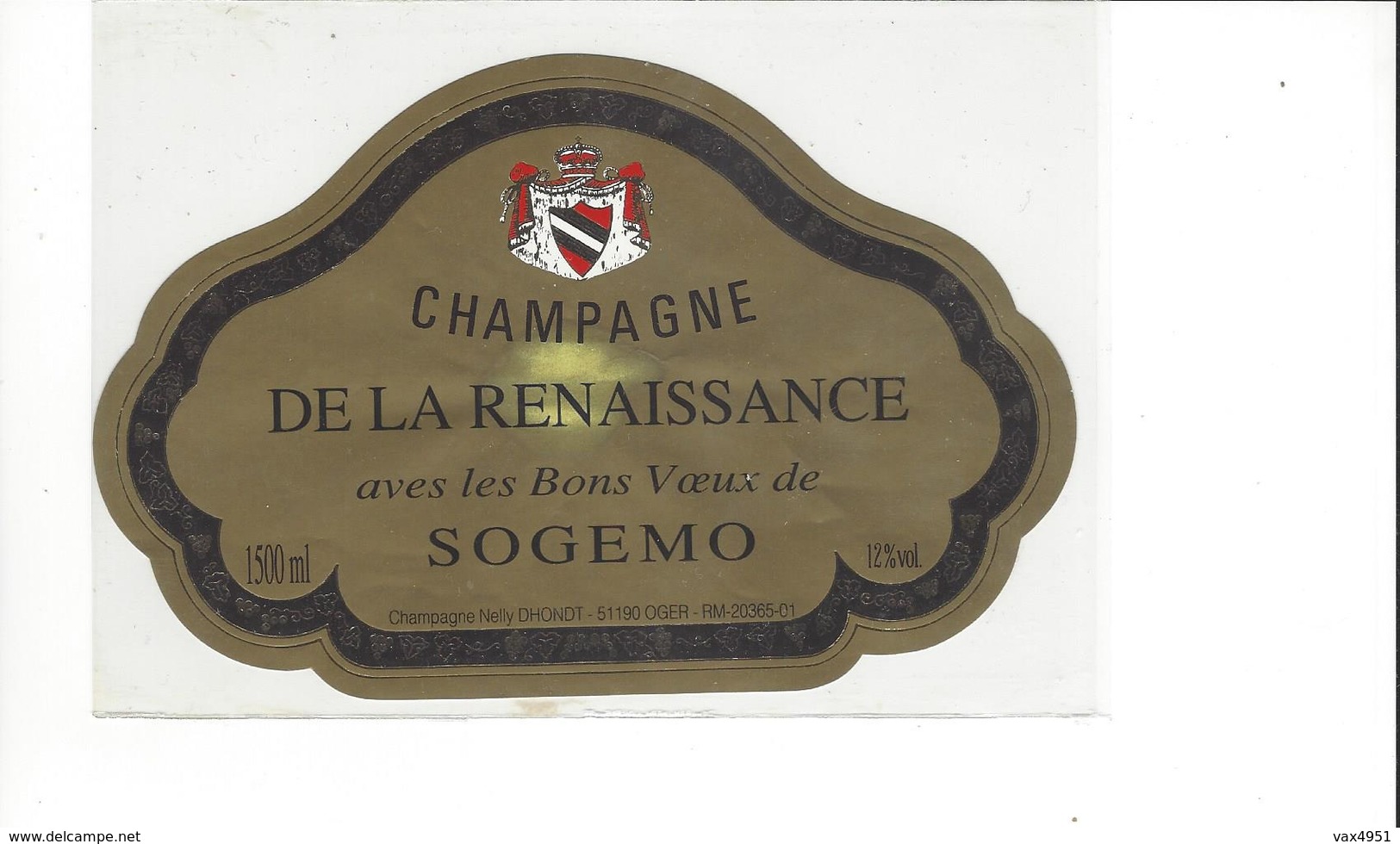 ETIQUETTE   CHAMPAGNE SOGEMO   ***   RARE A SAISIR ****** - Champagne