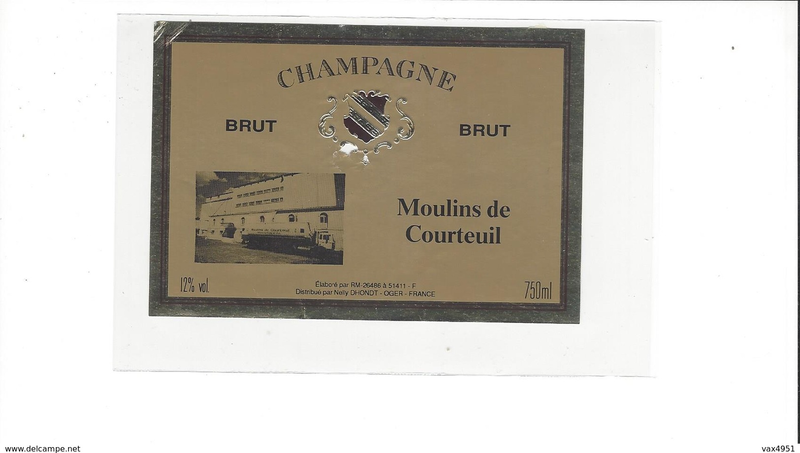 ETIQUETTE   CHAMPAGNE MOULINS DE COURTEUIL   ***   RARE A SAISIR ****** - Champagne