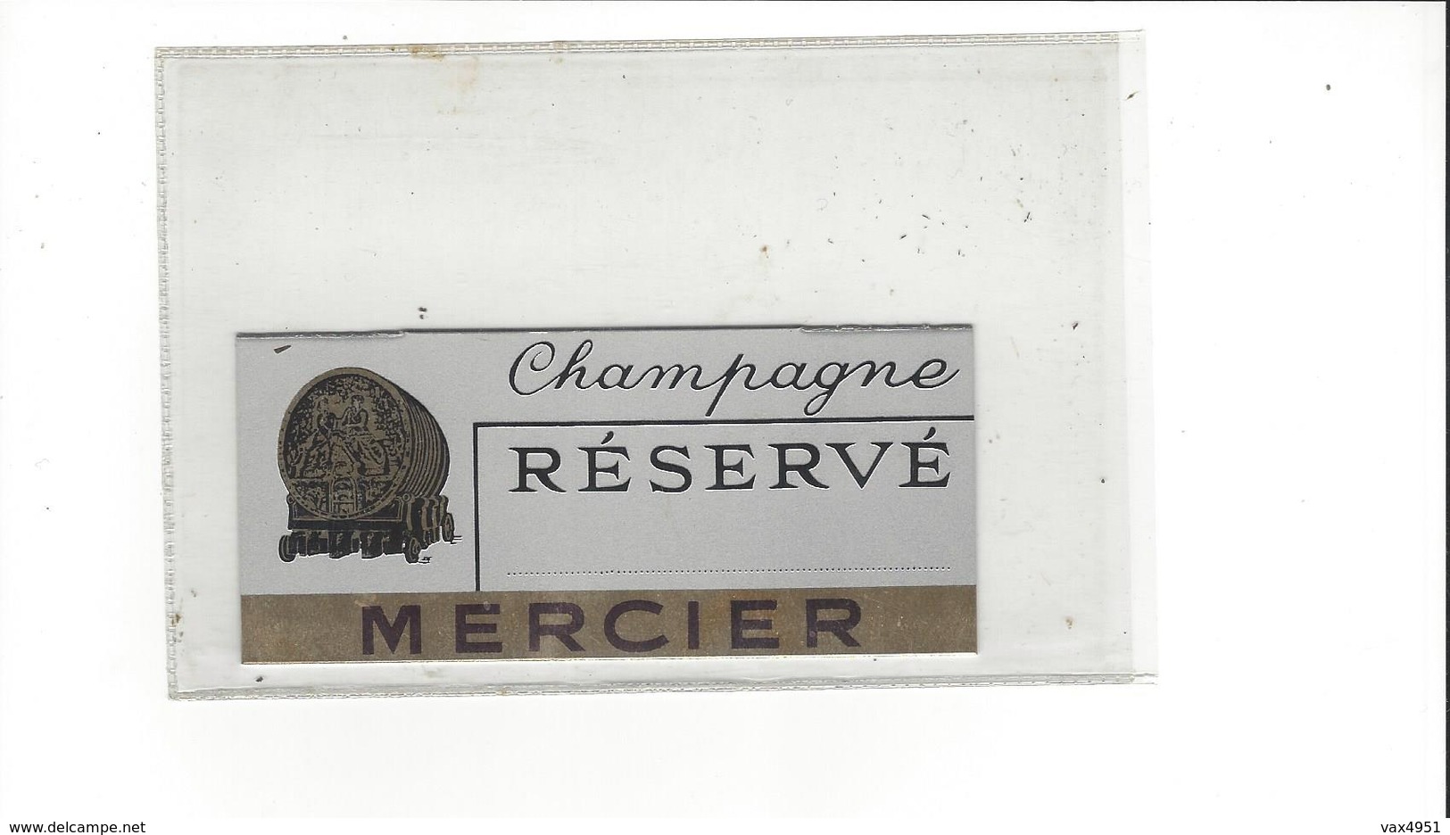 ETIQUETTE   CHAMPAGNE MERCIER CUVEE RESERVE   ETIQUETTE   METALLIQUE  ***   RARE A SAISIR ****** - Champagne