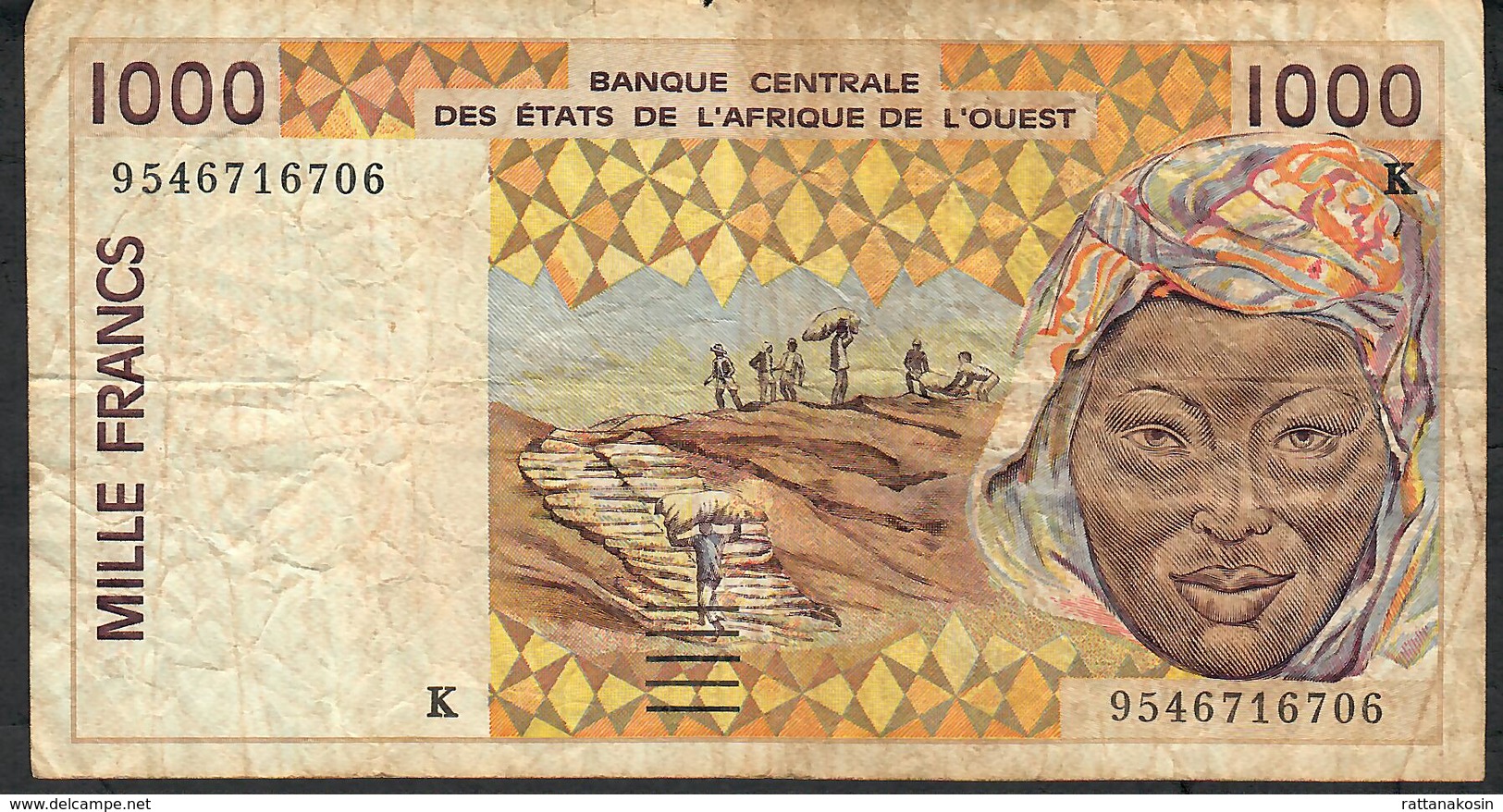 SENEGAL W.A.S. P711Ke 1000 FRANCS (19)95 1995 FINE NO P.h. - Senegal