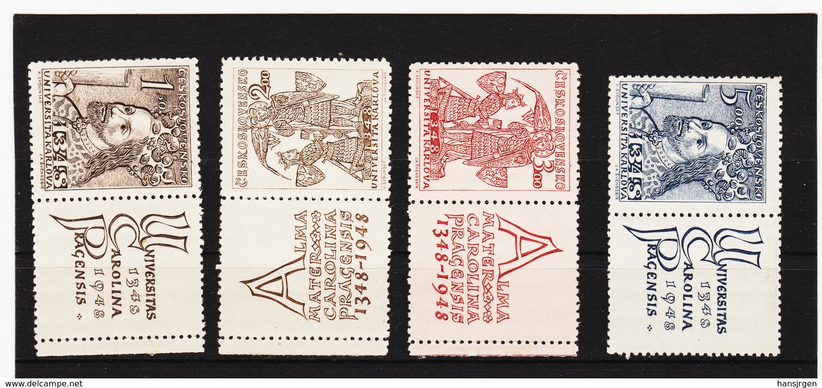 Post318 TSCHECHOSLOWAKEI CSSR 1946 MICHL 535/38 Zf ** Postfrisch SIEHE ABBILDUNG - Ungebraucht