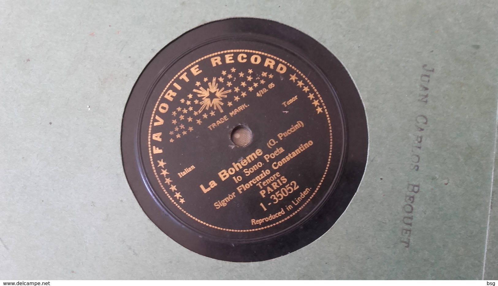 78T Chanson Classique Italie - Signor Florenzio Constantino - 78 Rpm - Gramophone Records