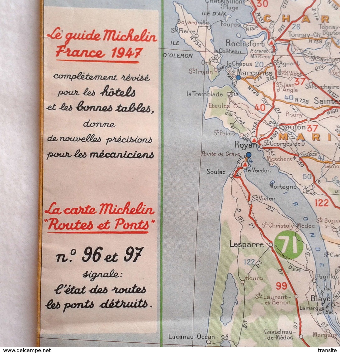 Carte Routiere 1947 MICHELIN 99  Grandes Routes Du Sud De La France - Cartes Routières