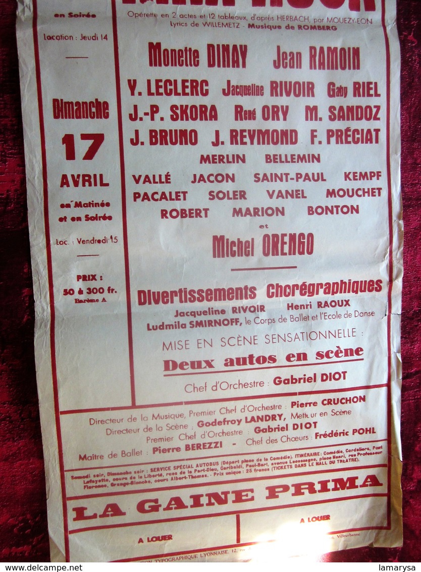 AFFICHE OPÉRA DE LYON-GALA HARMONIE GAULOISE- CONCERT-THÉÂTRE CHÂTELET OPÉRETTE NINA ROSA-DIVERTISSEMENT CHORÉGRAPHIQUE - Afiches