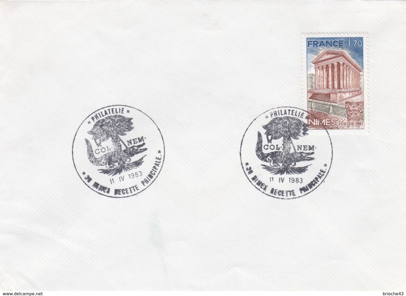 FRANCE- LETTRE  CACHET COL.NEM. 11.IV.1983 NÎMES 30 / 1 - Commemorative Postmarks