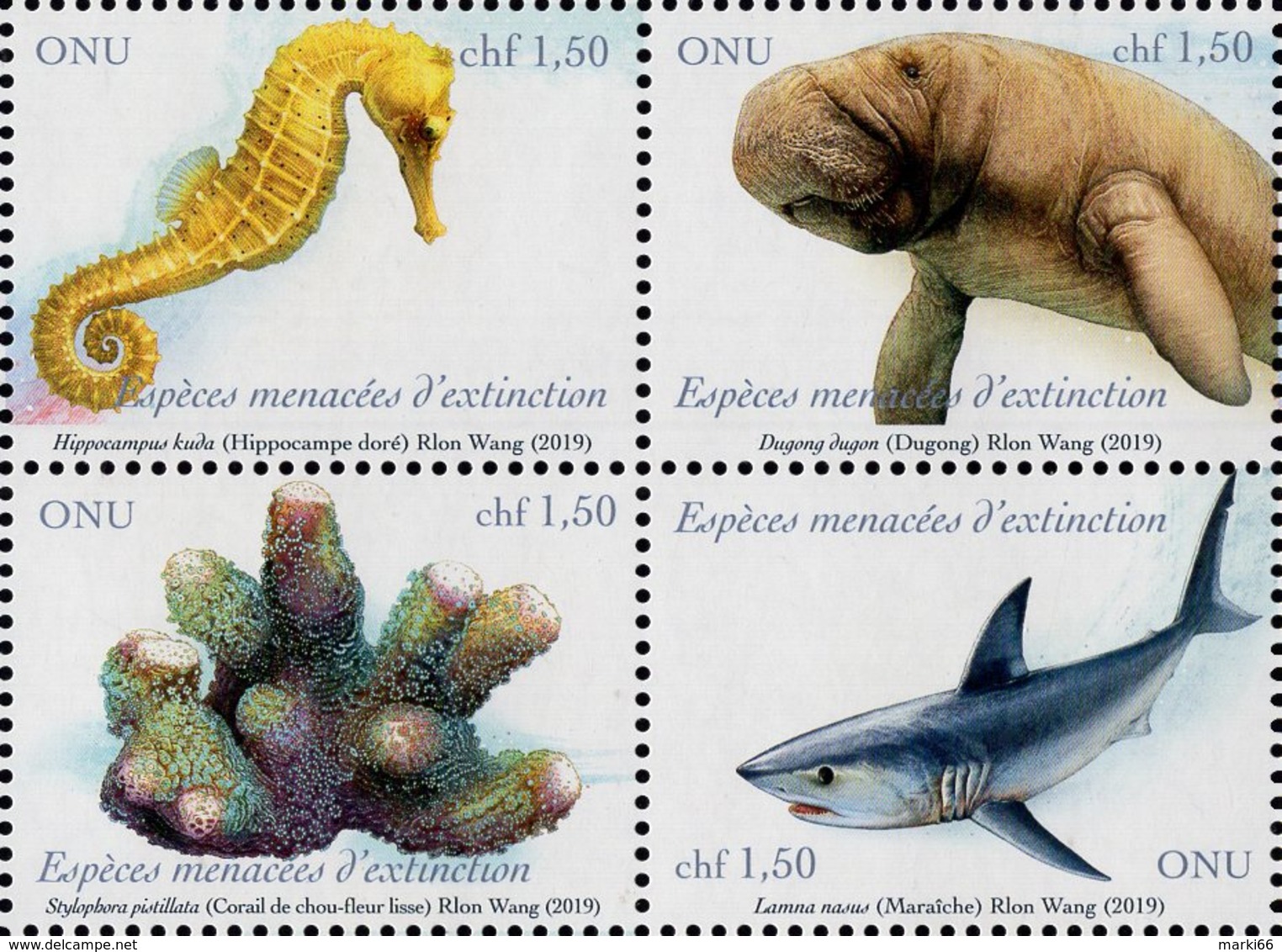 United Nations - Geneva - 2019 - Endangered Species - Mint Stamp Set (se-tenant Block) - Unused Stamps