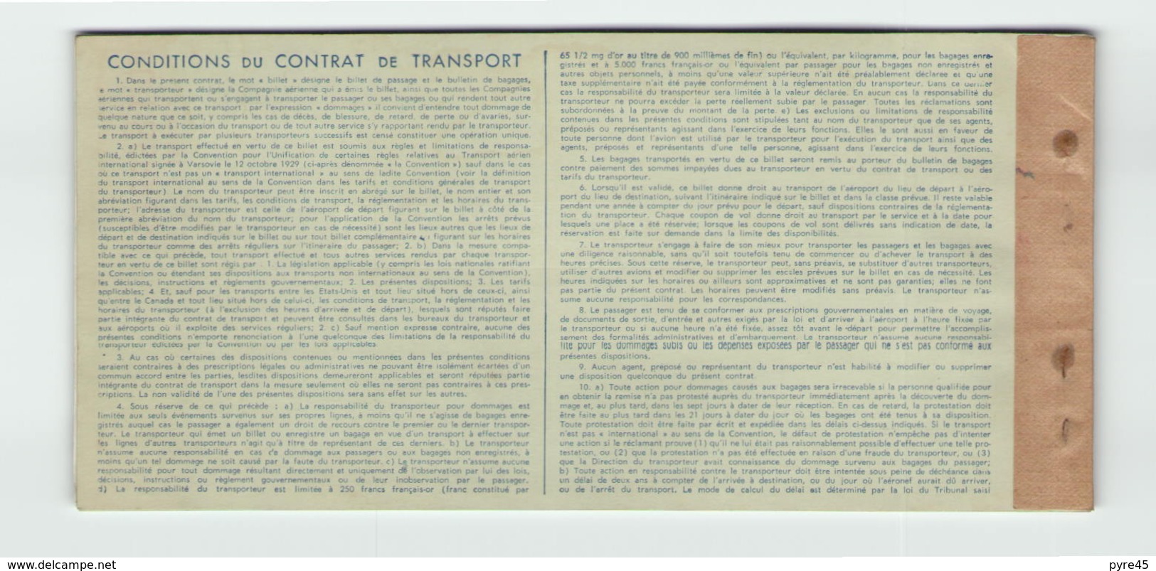 Billet De Passage "Air Inter " Lignes Intérieures Du 12 Avril 1967 De Nantes à Nantes - Autres & Non Classés