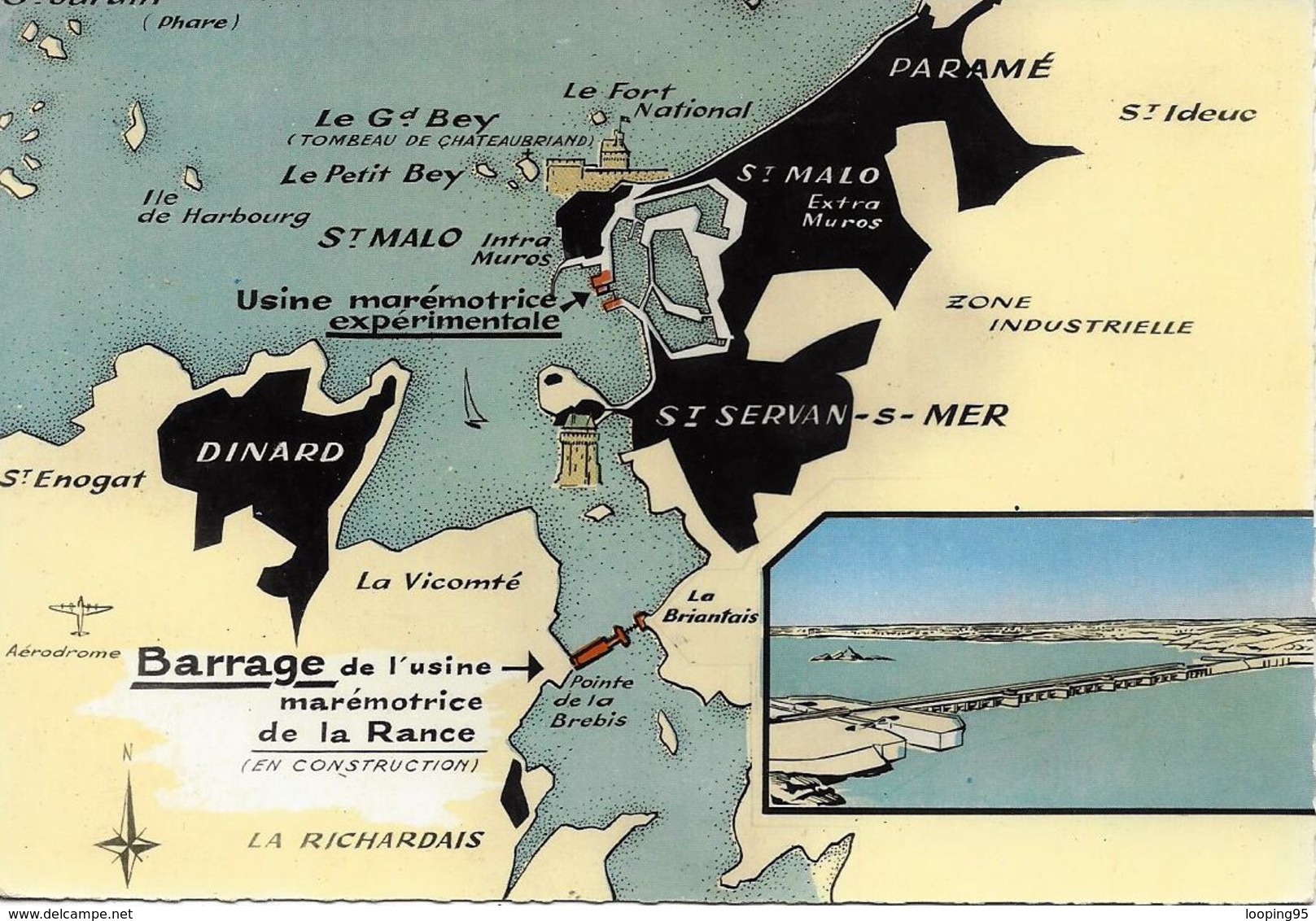 COTE D'EMERAUDE-BARRAGE-USINE MAREMOTRICE-LA RANCE-SAINT SERVAN SUR MER-DINARD-SAINT MALO-PARAME-CARTE - Dinard