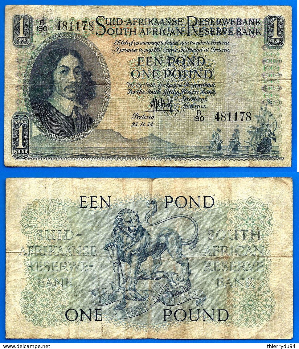 Afrique Du Sud 1 Pound 1954 25 Novembre Rand Animal Bateau Lion Boat Pounds South Africa Skrill Paypal OK - Suráfrica