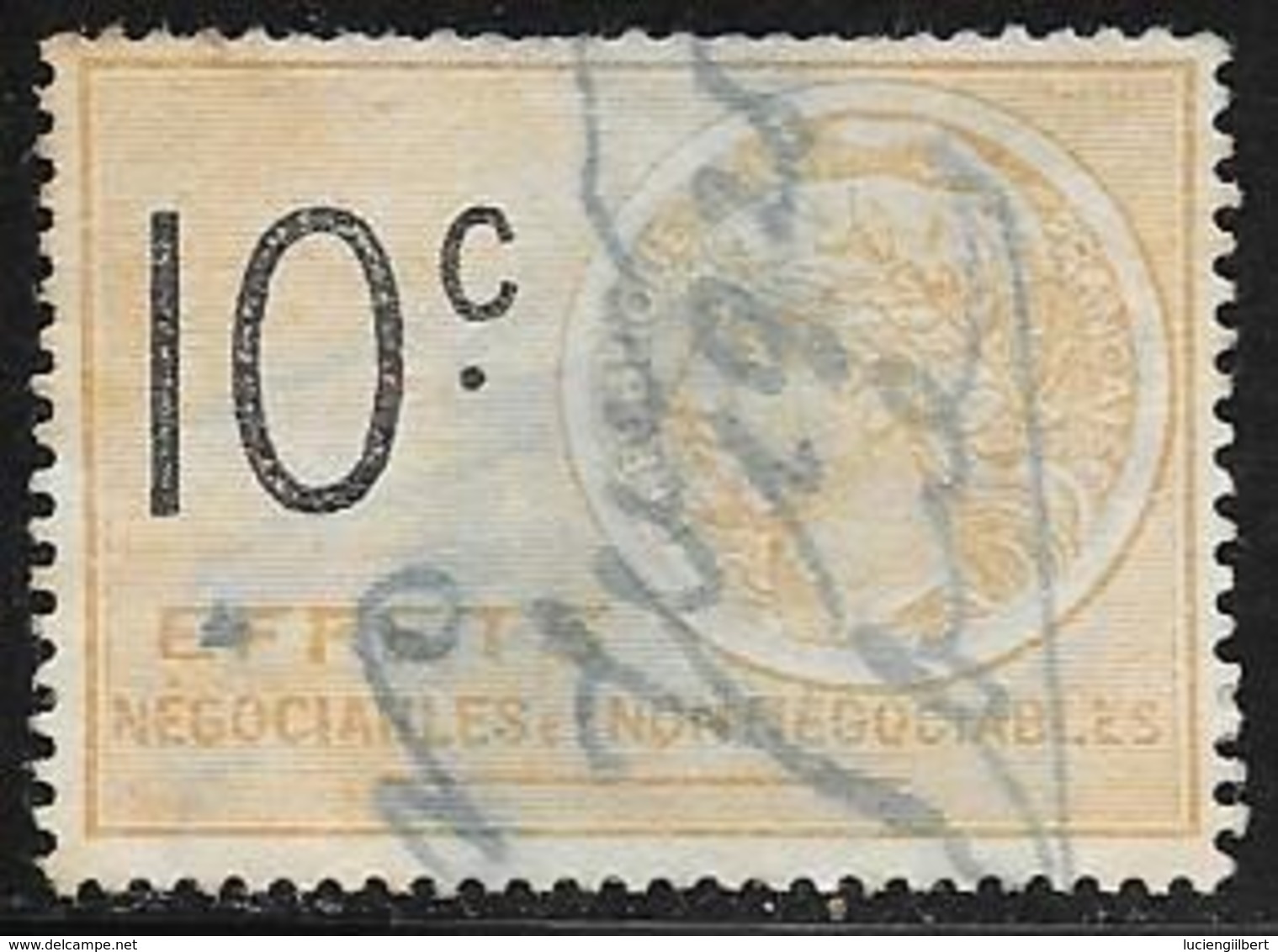 TIMBRE EFFETS    N° 452 -   10 C NOIR SUR JAUNE   -  OBLITERE - Timbres