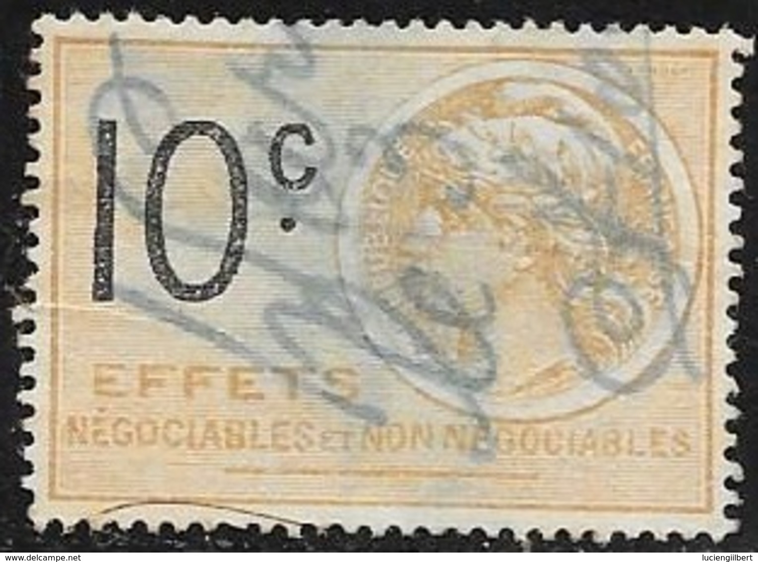 TIMBRE EFFETS DE COMMERCE    N° 452 -   10 C NOIR SUR JAUNE   -  OBLITERE - Stamps