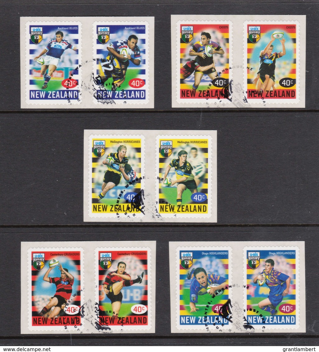 New Zealand 1999 Rugby Super 12 Set Of 10 Self-adhesives CTO - Gebraucht