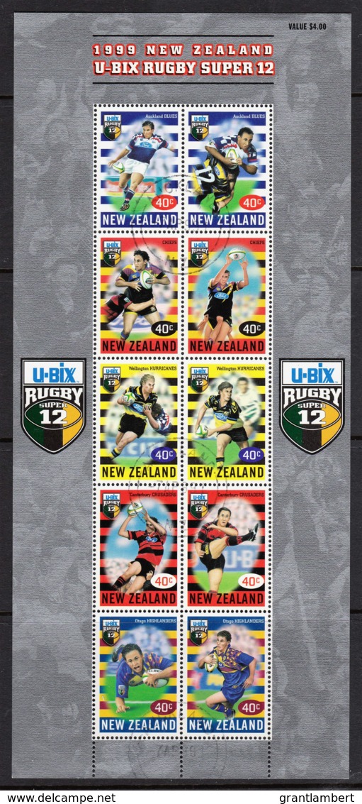 New Zealand 1999 Rugby Super 12 Sheetlet CTO - Used Stamps