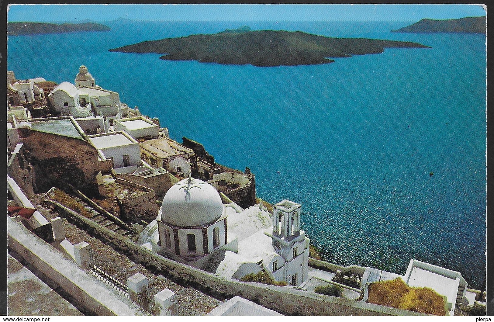 GRECIA - ISOLA SANTORINI - PANORAMA - VIAGGIATA 1979 FRANCOBOLLOASPORTATO - Grecia