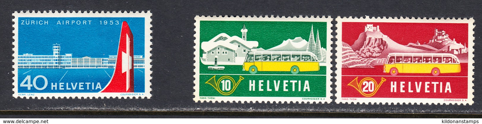 Switzerland 1953 Mint No Hinge, See Notes, Sc# 344-346, Yt 536-538, Mi 585-587 - Neufs