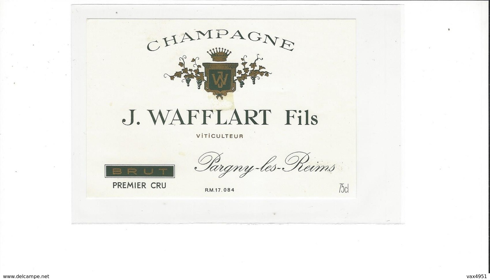 ETIQUETTE  CHAMPAGNE  J WAFFLART ET FILS  A PARGNY LES REIMS  ****   RARE  A  SAISIR * - Champagne