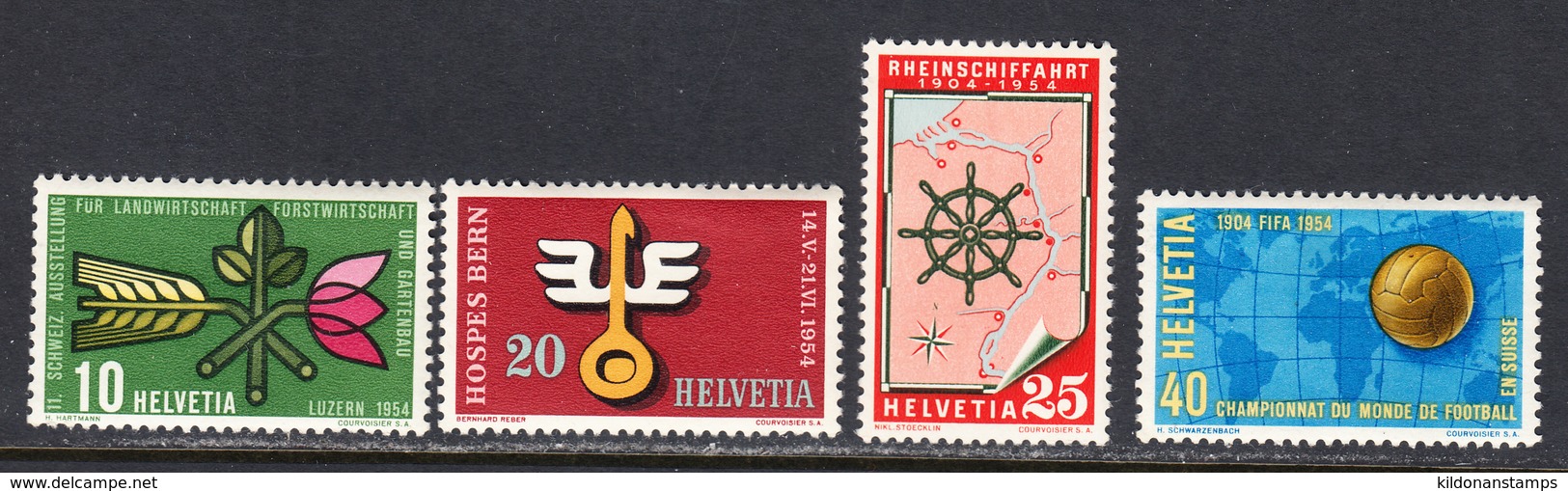 Switzerland 1954 Mint Mounted, Sc# 347-350, Yt 544-547, Mi 593-596 - Nuevos