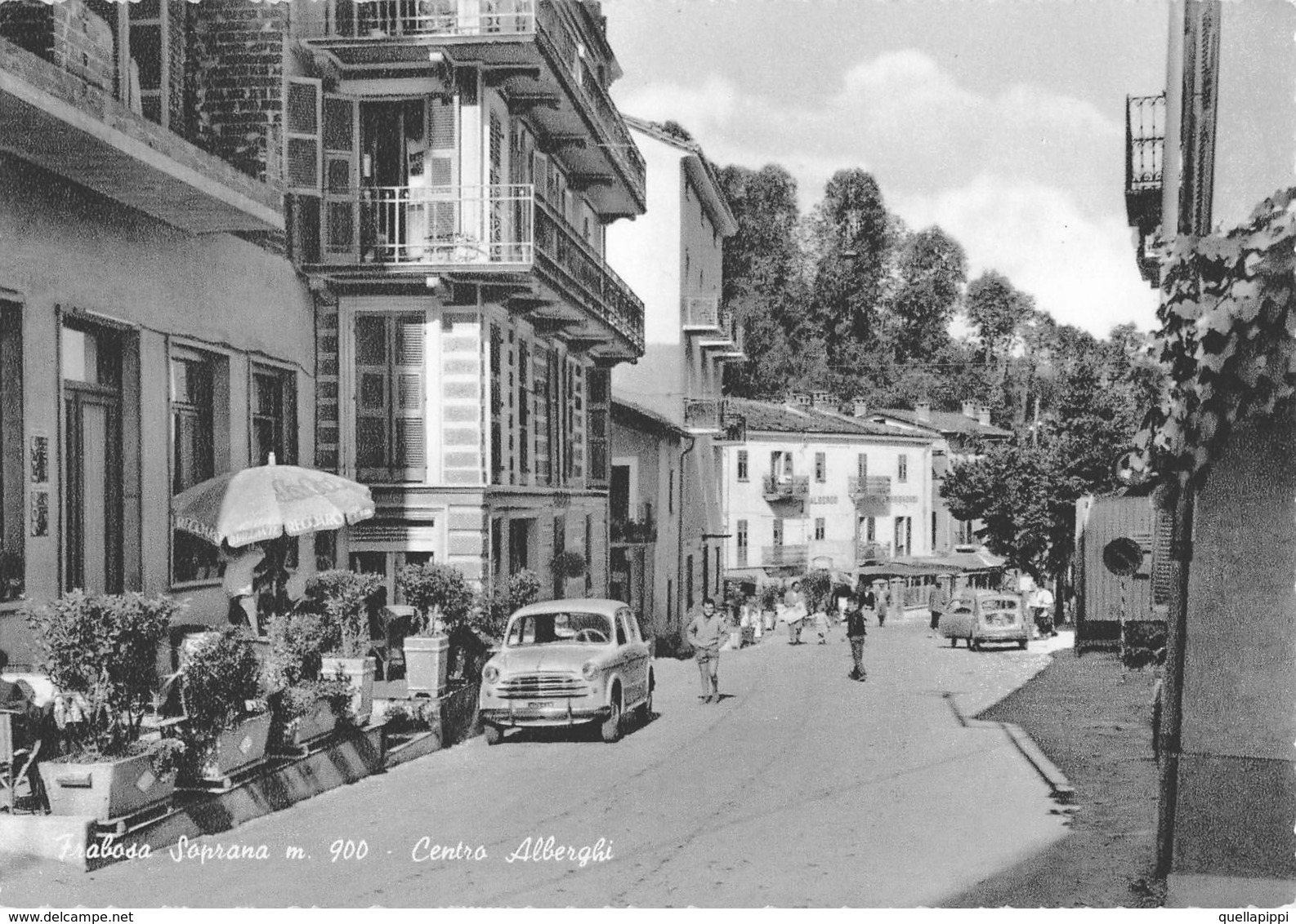 D9252 "FRABOSA SOPRANA (M. 900) - CENTRO ALBERGHI" ANIMATA FIAT 1100 GRAN LUCE. CART NON  SPED - Cuneo